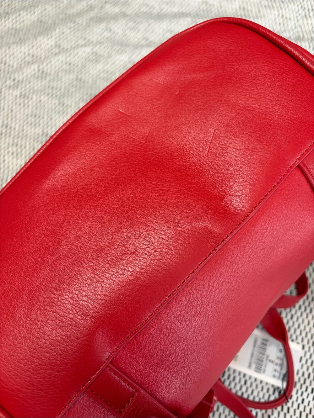 ZARA Red Pebbled Leather Drawstring Backpack - Picture 5 of 8